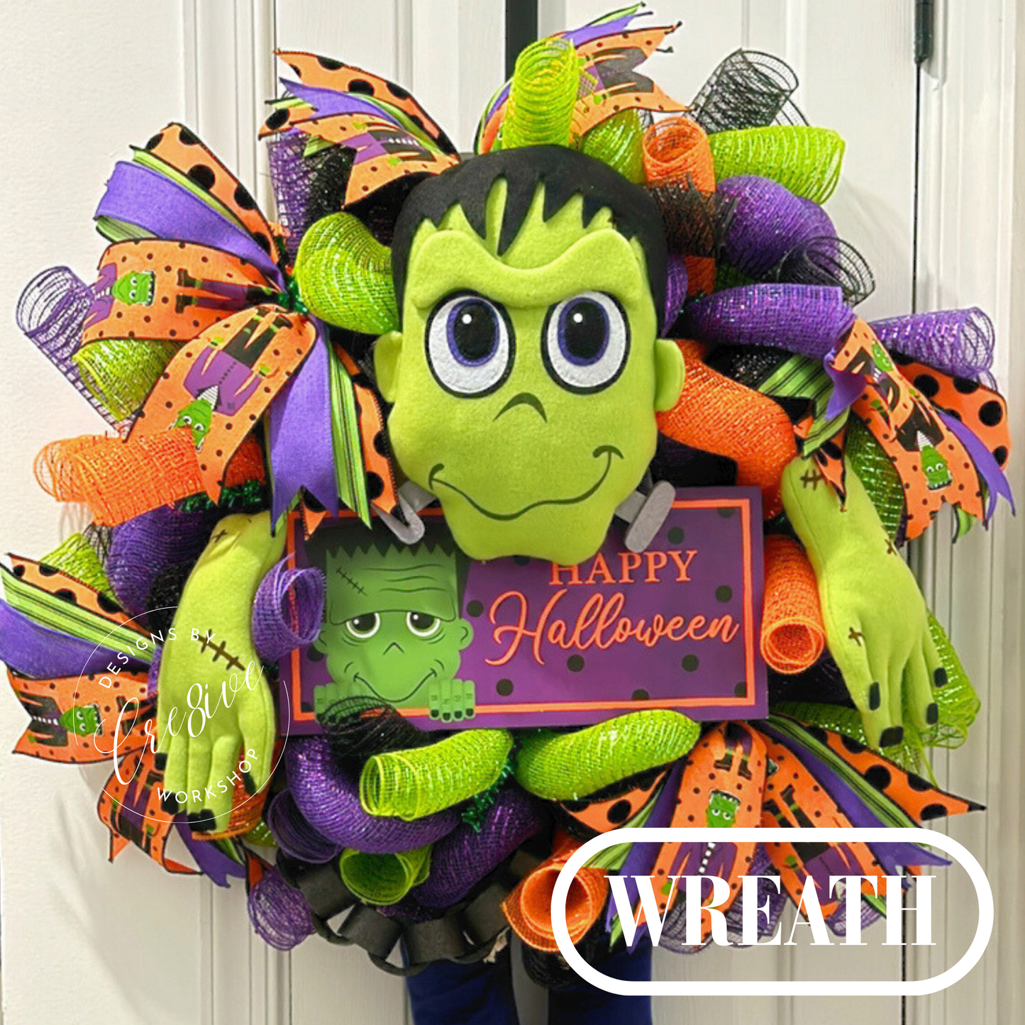 Happy Halloween Frankenstein Wreath