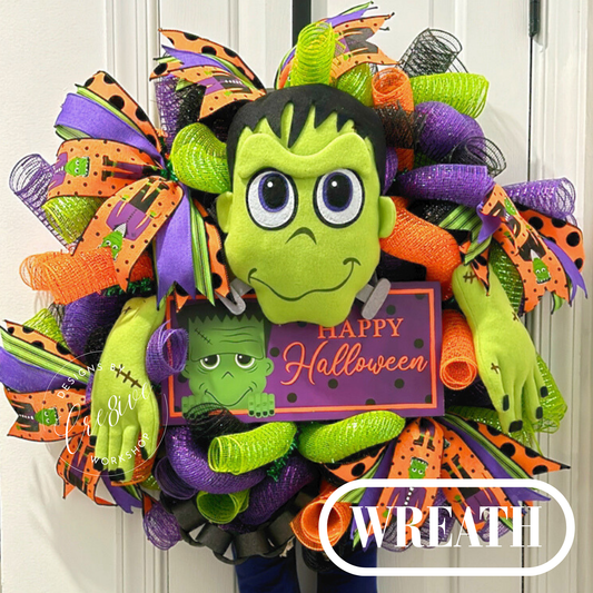 Happy Halloween Frankenstein Wreath