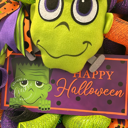 Happy Halloween Frankenstein Wreath