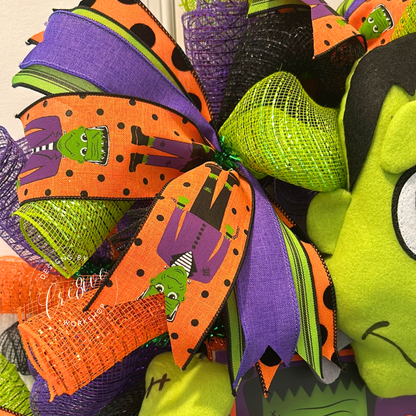 Happy Halloween Frankenstein Wreath