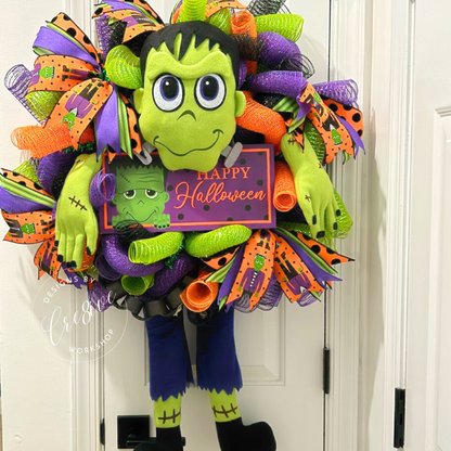 Happy Halloween Frankenstein Wreath