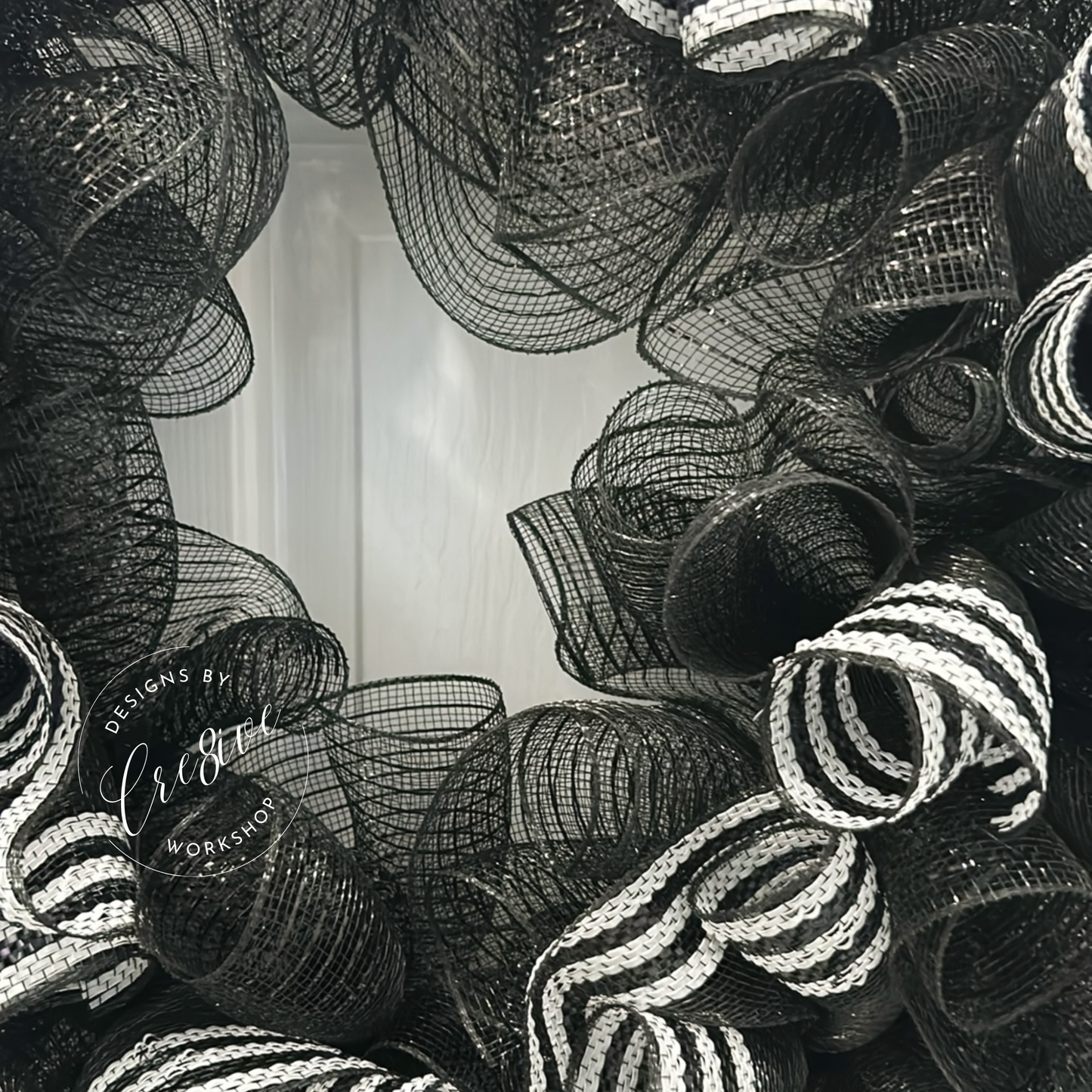 Black & White Striped Wreath