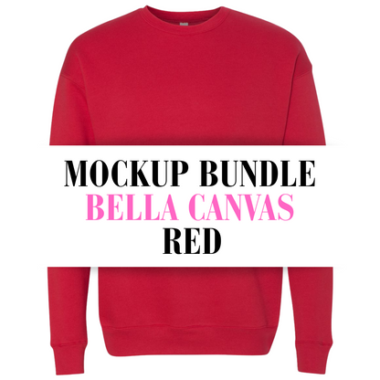 Bella Canvas Red Sweatshirt Mockup Bundle