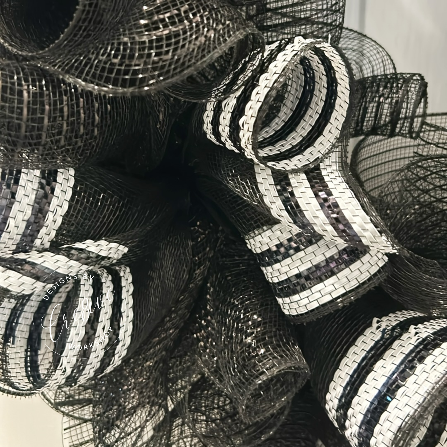 Black & White Striped Wreath