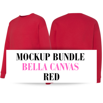 Bella Canvas Red Sweatshirt Mockup Bundle
