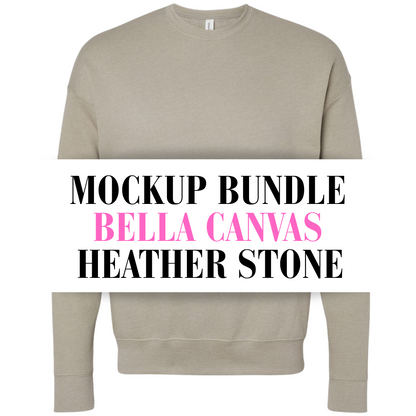 Bella Canvas Heather Stone Sweatshirt Mockup Bundle