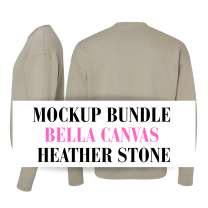 Bella Canvas Heather Stone Sweatshirt Mockup Bundle