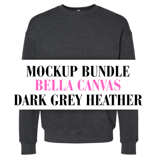 Bella Canvas Dark Grey Heather Sweatshirt Mockup Bundle