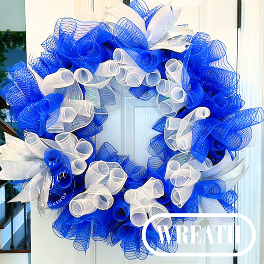 Blue & White Christmas Wreath