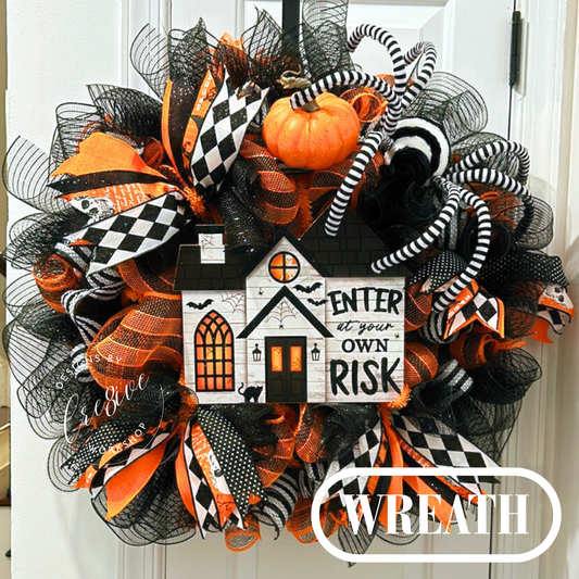 Halloween Haunted House Custom Wreath