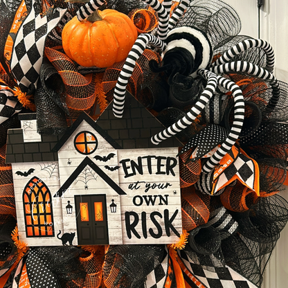 Halloween Haunted House Custom Wreath