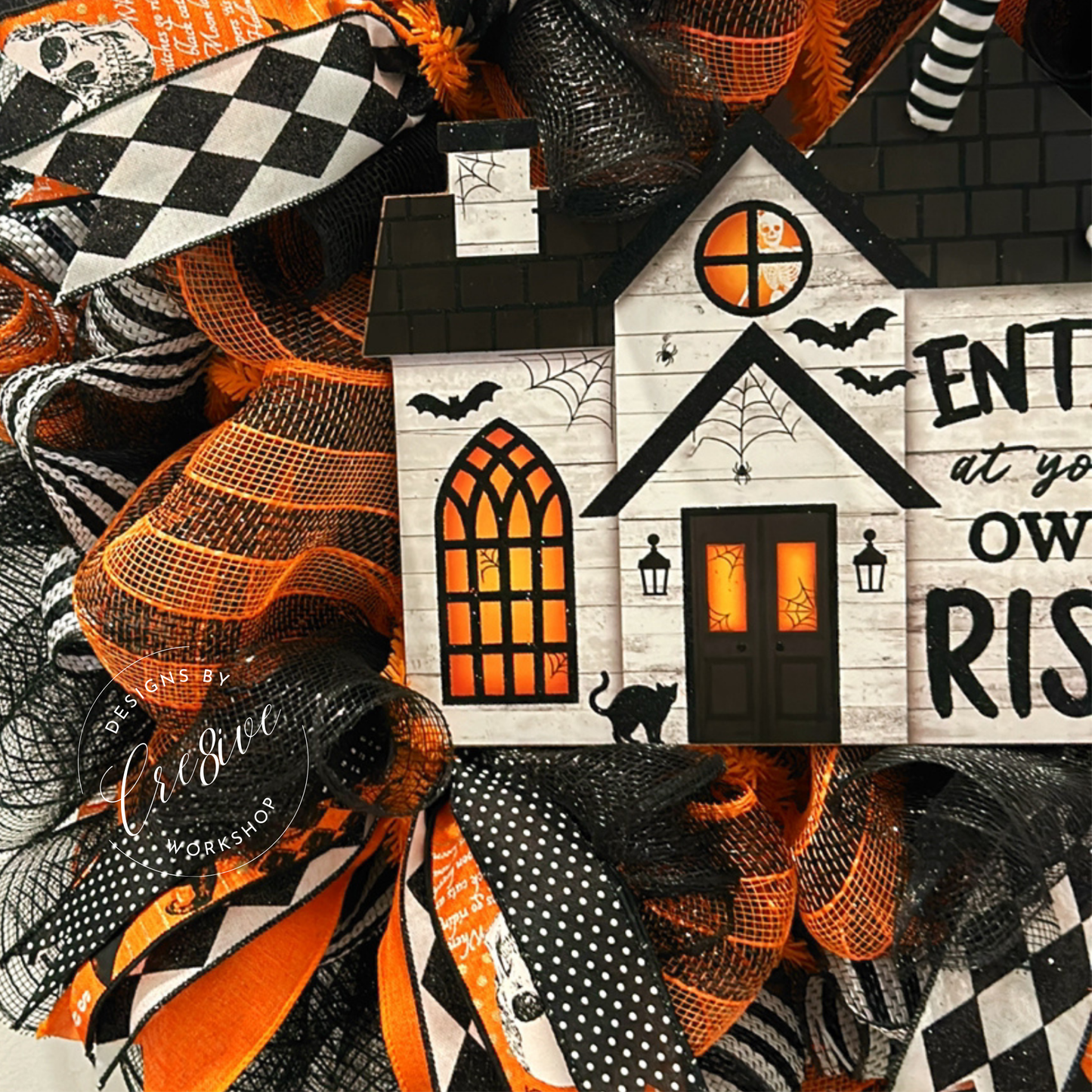 Halloween Haunted House Custom Wreath