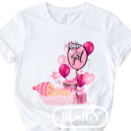 It's A Girl Gender Reveal PNG Design