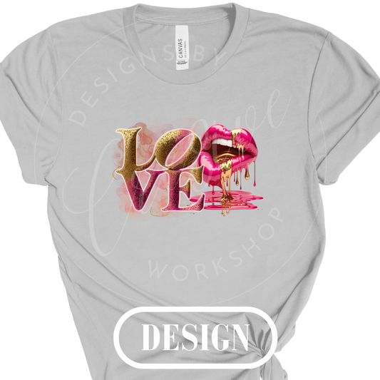 Love Pink & Gold PNG Design