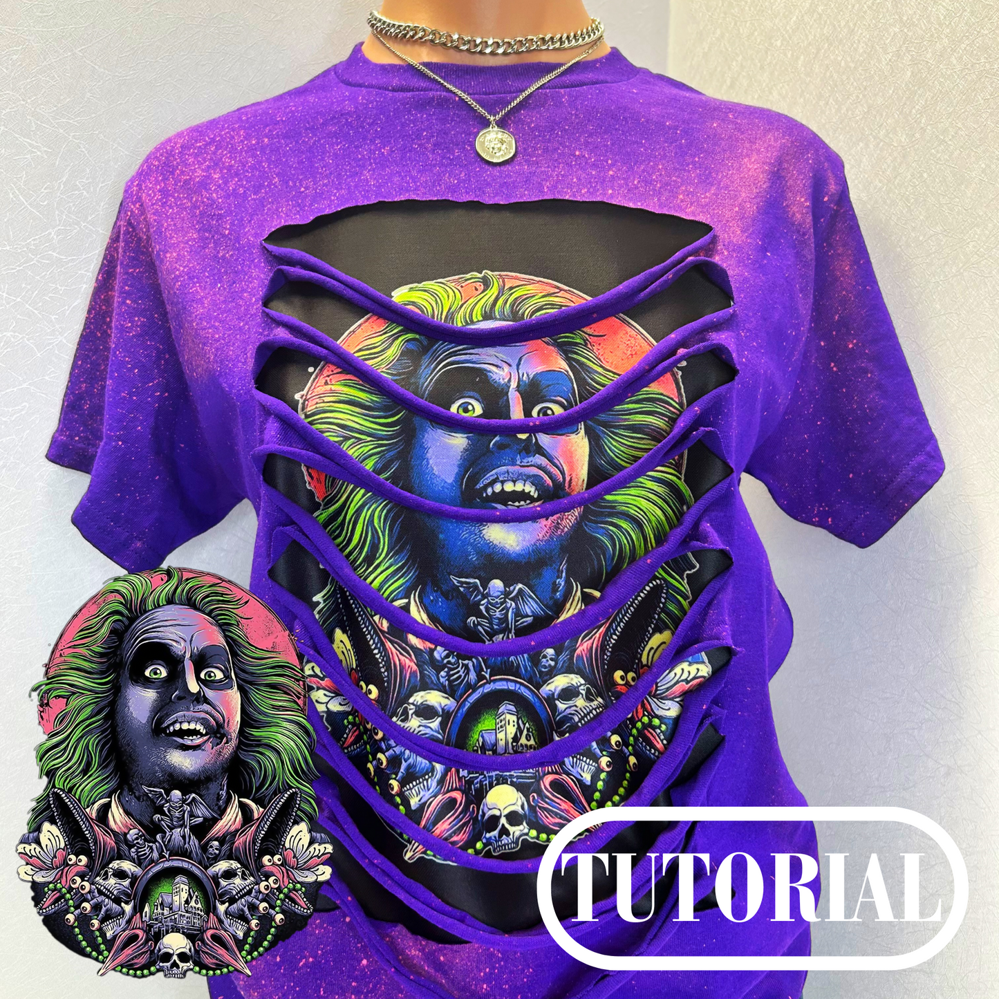 Halloween Beetlejuice Peek-A-Boo T-shirt (SUBLIMATION)