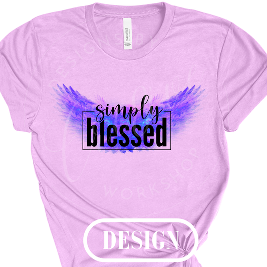 Simply Blessed Angel Wings PNG Design