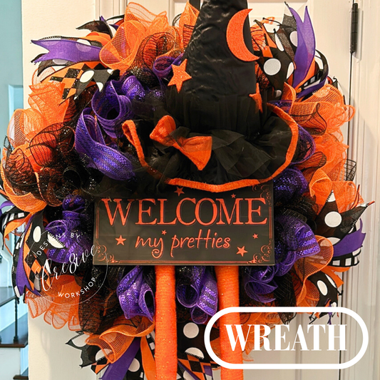 Welcome My Pretties Halloween Wreath